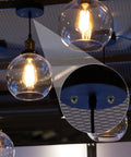 Glass pendant lights with a close-up of ceiling mount and screws from a 24Pcs M4 Thread Cap Nuts Knobs Set Black Dope Steel Ball