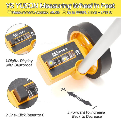 Heavy Duty Digital Walking Measuring Wheel For Construction With 4 Inch Tire And Integrated Level Ruler Nails The Job Every Time With One Click Reset And Feet Counter That Logs Up To 9999 Feet Smooth As Silk