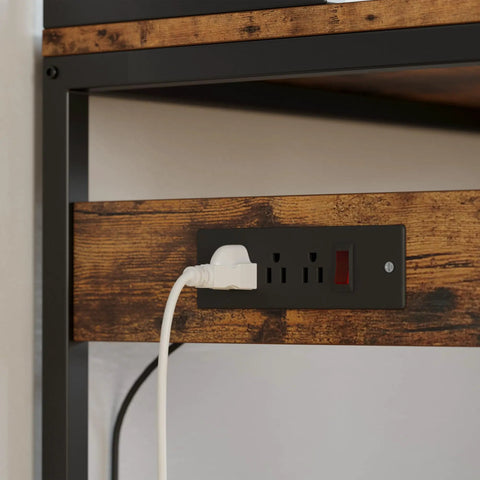 Close-up of built-in power outlet on Workhorse 45.3 Inch Baker Rack With Two Cabinets And Built In Power Outlet Industrial Style Kitchen