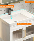 Slick Wall Mounted Bathroom Sink Combo featuring deepened ceramic pool, slope design, and built-in storage board. Size: 60x44x50cm.