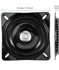 3 Pack 6 Inch Heavy Duty Bar Stool Swivel Plate Replacement Featuring 360 Degree Smooth Spin Square Base, black metal design.