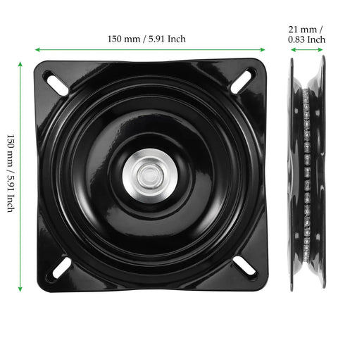 3 Pack 6 Inch Heavy Duty Bar Stool Swivel Plate Replacement Featuring 360 Degree Smooth Spin Square Base, black metal design.