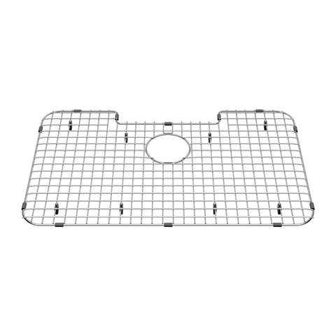 Quince 33 By 22 Inch Single Bowl Kitchen Sink Grid Polished Stainless Steel With Plastic Side Bumpers Top View