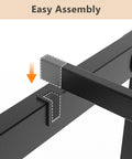 VINGLI 12 Inch Full Size Bed Frame Heavy Duty Metal Platform With Steel Slat Support No Box Spring Required Easy Assembly detail showing metal joint connection.