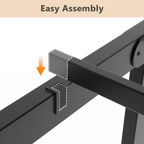 VINGLI 12 Inch Full Size Bed Frame Heavy Duty Metal Platform With Steel Slat Support No Box Spring Required Easy Assembly detail showing metal joint connection.