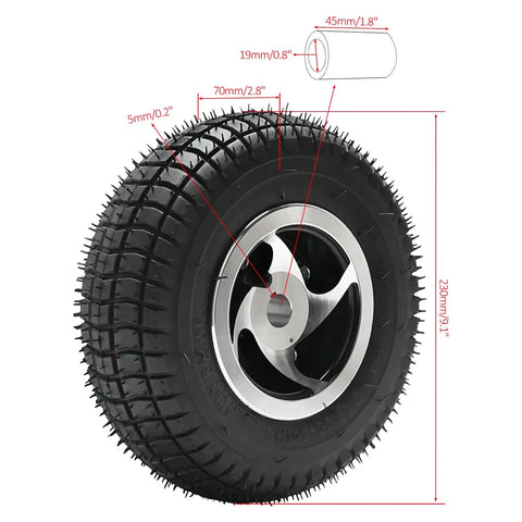 9x3.50-4 wheel for rear drive axle transaxle with 24V 350W brush electric motor for trolleys and DIY upgrades