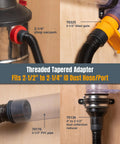 10 Ft Flexible Vacuum Hose Dust Collection Kit with threaded adapters for shop vacuums and woodworking tools
