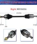 Front Pair CV Axle Assembly For Honda Civic 2001 2002 2003 2004 2005 1 7L Manual Transmission Premium Quality Direct Fit Replacement And Easy Install Excludes CRX Del Sol FWD Wagon Left Right, showing right axle with 25 and 26 splines, ABS feature.