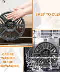 No Stress 6.5 Qt Air Fryer Crisping Plate For Ninja Foodi FD302 FD305 Os300 Os301 Op302 being rinsed in a sink, dishwasher safe.