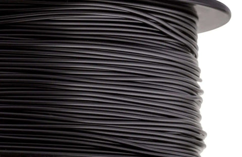 Black 1.75mm PLA 3D Printer Filament, 1 Kg Spool With Dimensional Accuracy Plus Or Minus 0.03 Mm, close-up view on spool.