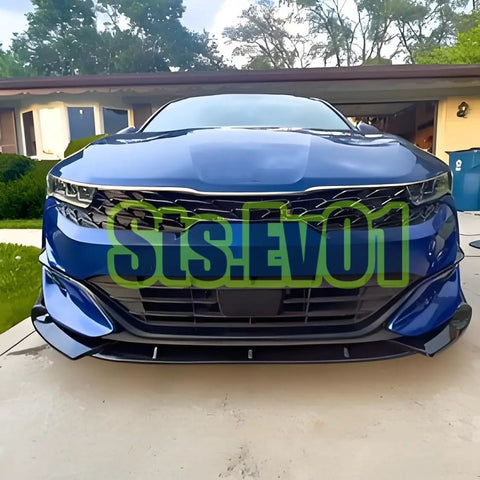 Front view of Kia K5 with front bumper lip splitter spoiler kit bolt on for Kia K5 2021 2026 all models EX LX LXS GT GT Line