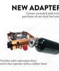 Dual Fuel Portable Gas Stove With Carrying Case - Propane Or Butane Camp Stove, showing new adapter with propane