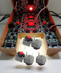 5Pcs Silent Mouse Micro Switches 6x6x7.3mm Square Buttons Lowkey Quiet Clicks for Gaming and Office with circuit board backdrop