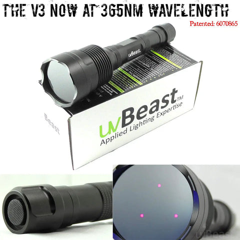 V3 365 Nanometer UV Black Light Flashlight For Pros, Beast Power Ultraviolet Beam, High Definition UV, Long Range, Professional Grade For Commercial Use, Heavy Duty Workhorse, USA Stock