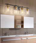 Vintage Vanity Light Over Mirror Wall Sconce For Bathroom Black Brass Fixture With Easy 15 Minute Install, Classic Over Vanity Bath Lighting, Four Light Wall Lamp above modern bathroom mirrors and vanity