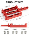 Self Centering Doweling Jig Kit For Woodworking Joinery With 6mm 8mm 10mm Dowel Holes, Steel Bushings, Adjustable Locator Tool