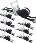 8 Pack 2 Inch By 15 Foot E Track Ratchet Straps With Reflective Webbing For Cargo Vans, Trailers And Containers