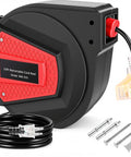 Auto Retracting 50 Foot Heavy Duty Cord Reel For Garage And Workshop, 14AWG 3C SJTOW Power Cord With Security Lock, 13A Breaker
