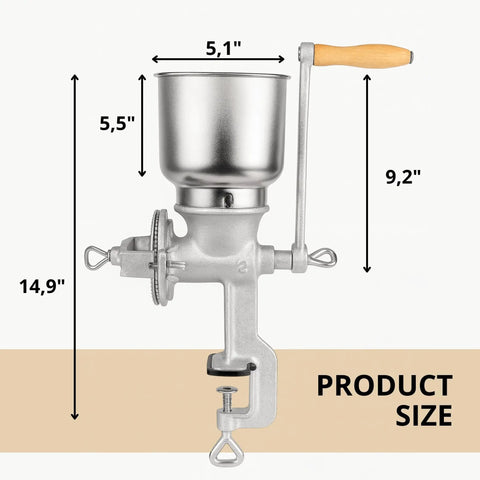 Manual Hand Crank Grain Mill Grinder For Fresh Flour In Minutes With Durable Iron Construction And Clamp Handle