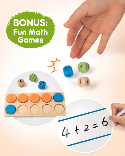 Wooden Ten Frame Math Set With 152 Pieces For Kindergarten And Elementary Students Kid Friendly Ideal For Addition Subtraction