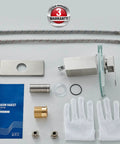 Installation kit for LED Waterfall Bathroom Faucet With Lit Color Changing Lights, Water Powered No Battery Needed, Glass Faucet With Deck Plate, Single Handle for 1-Hole or 3-Hole Sinks, Brushed Nickel Finish