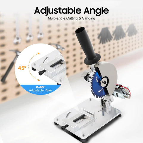 4 Inch Chop Saw 110V Metal Cutting Cut Off Saw With Adjustable 0-45 Degree Angles, shown on a workbench for precise cuts