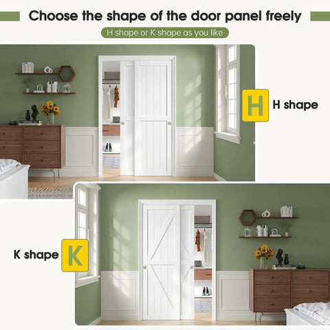 Sliding Closet Doors 48 By 80 Inches White Bypass Panels Double 25 Inch Easy Install PVC Exterior With Hidden Track Quiet Rollers