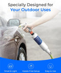 Person using Hard Water Filter For Hose Car Wash And Window Cleaning Water Deionizer For Cars Boats And More Softens Water.