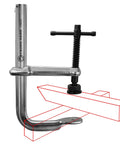 Regular Duty Bar Clamp, 8.5 Inch Capacity, 2400 Lbs Clamping Pressure, 5.5 Inch Throat Depth, shown in side view clamping wood pieces