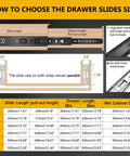 22 Inch Ball Bearing Drawer Slides Set 6 Pairs 12 Pieces With Screws 100 Lb Capacity Full Extension Beefy Side Mount For Kitchen Cabinets Wardrobes And Office Furniture Black size guide and specifications chart