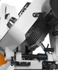 Close-up of 10 Inch Metal Cutting Band Saw With 2HP 220V 60Hz 1PH Power Horizontal Bandsaw 0To45 Degree Miter and hydraulic system
