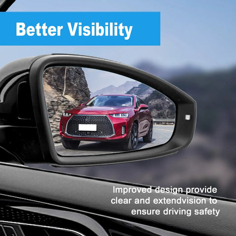 View through heated right side mirror glass replacement for 2011 to 2018 Volkswagen Passat Jetta Beetle with rear holder