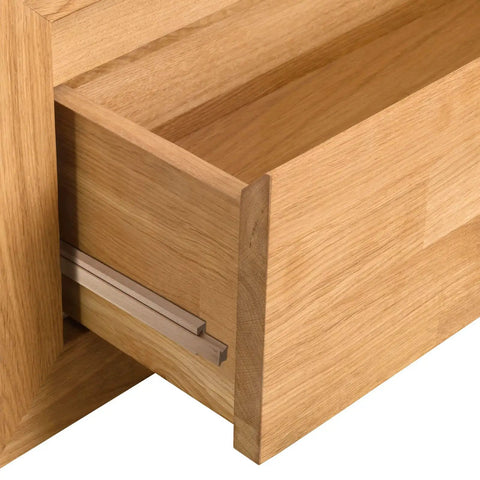 Four Pack Solid Wood Drawer Slides 16 Inch Bottom Mount Guide Track Featuring Greaseless Metal Rollers Built Tough For Furniture Fixups Run Smooth As Butter in a wooden drawer.