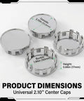 Slick Silver Wheel Hub Center Caps Featuring Snap In Tight Fit Abs Hub Covers For Cars Trucks And Suv Universal Scratch Resistant Rim Exterior Kits dimensions.