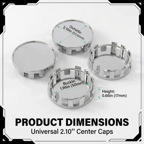 Slick Silver Wheel Hub Center Caps Featuring Snap In Tight Fit Abs Hub Covers For Cars Trucks And Suv Universal Scratch Resistant Rim Exterior Kits dimensions.
