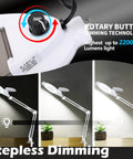 Lit 2200L LED Magnifying Lamp With Stand Real Glass Lens Dimmable Light showing rotary button and dimming settings