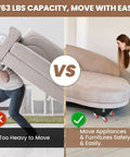 Heavy Duty Furniture Dolly Set Featuring 20 Wheels With Smooth Rolling Swivel Casters For Effortless Moving And Sliding Heavy Appliances, Sofas, and Couches. Includes Lifter Crowbar Tool For Easy Lifting And Safe Transportation Of Large Items Around Your, comparison of lifting heavy sofa vs easy movement with dolly.