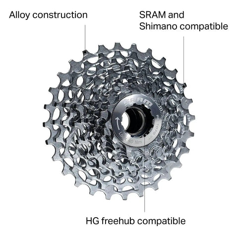 PG-1070 10 Speed Cassette 11-28T Go-To Gear for Road and Mountain Bikes, durable steel cogs, alloy construction, SRAM Shimano compatible
