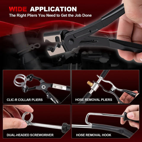 9 Piece Hose Clamp Pliers Set For Auto Work With Long Reach Cable Pliers Swivel Jaw Clip Pliers And Flat Band Pliers