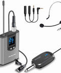 Wireless Lavalier Mic System With Dual UHF Lapel Mics For Pro Grade Audio On iPhone, DSLR, YouTube with body-pack and receiver