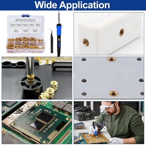 Must Have Soldering Iron Heat Set Kit For 3D Printing Enthusiasts, 90W Digital Soldering Iron With 380 Threaded Inserts Kit