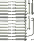 Invisible Cable Railing Hardware Kit For Three Sixteenths Inch Cable, 30 Pack Turnbuckle Set, Marine Grade T316 Stainless Steel shown