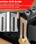 All Metal Pocket Hole Jig Kit With Quick Clamp And Dust Collection For Easy Use, detailed view of adjustable drill guide