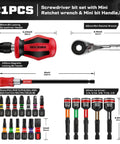 21 Piece Portable Tool Kit With Mini Ratchet Wrench, S2 Steel Screwdriver Bits, Mini Handle, Magnetic Locking Bit Holder, Nut Driver Set
