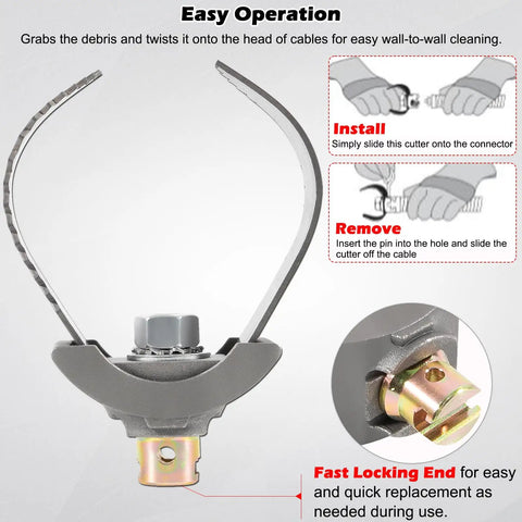 Heavy Duty C Cutter Cable Coupling Drain Cleaning Tool For Three Inch And Five Eighth Inch Drums Fits C4 C6 C7 C9 And All IW Cables Compatible With K400 K3800 K50 Drum Machines with quick-lock head design