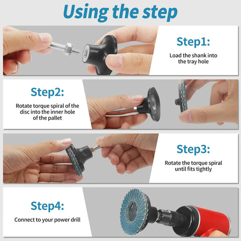 Step-by-step guide using 20 PC 2 Inch Zirconia Mini Flap Discs Quick Change Sanding Set With Grit 40 60 80 120 Includes Quarter Inch Pad Holder.