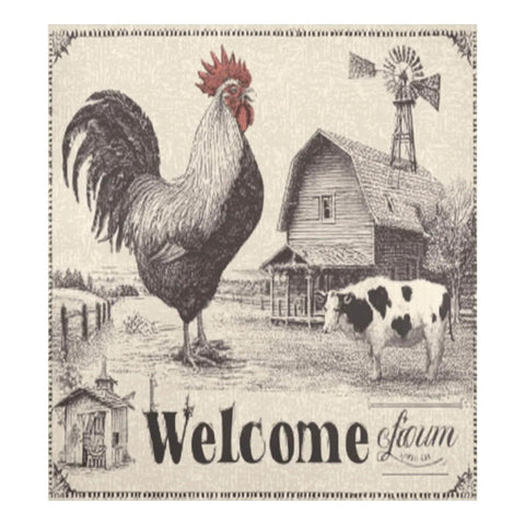 Totally Handy Magnetic Door Cover for Dishwashers and Fridges, Farm Animal Rooster Barn Windmill Cow Decor 23 by 26 Inch Panel