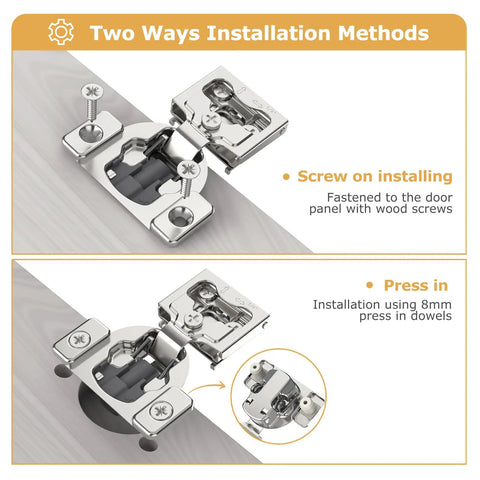 Two Piece 1/4 Inch Small Overlay Cabinet Hinges For Face Frame Doors, Concealed Soft Close Hinge installation methods image.