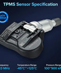 Dead Nuts Precise Street Swap Tire Pressure Sensor 433 Mhz showing specifications like frequency and temperature range.