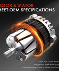 Alternator For Honda Accord 2003 V6 3.0L 12V 105A Clockwise 6 Groove Pulley New OE Equivalent Auto Electrical Part Direct Fit Replace 31100RCAA01 31100RCAA01RM 10480497 rotor and stator close-up